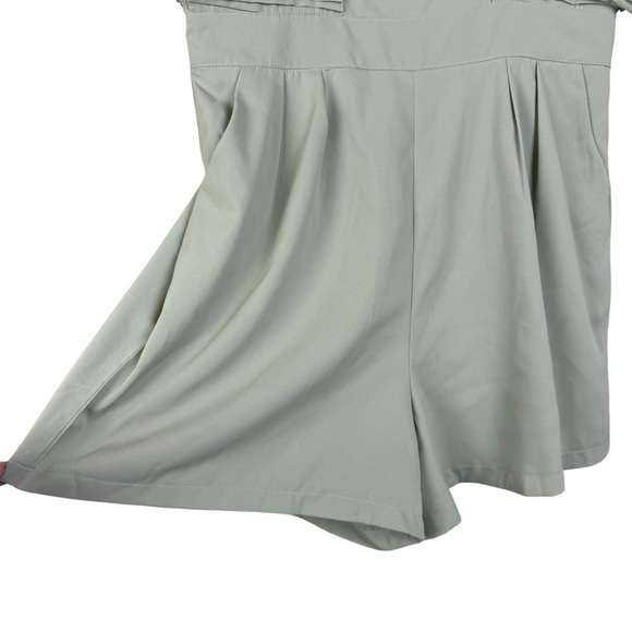 Molly Green Dani Pleat Sleeve Romper Size Medium Green - Picture 2 of 13